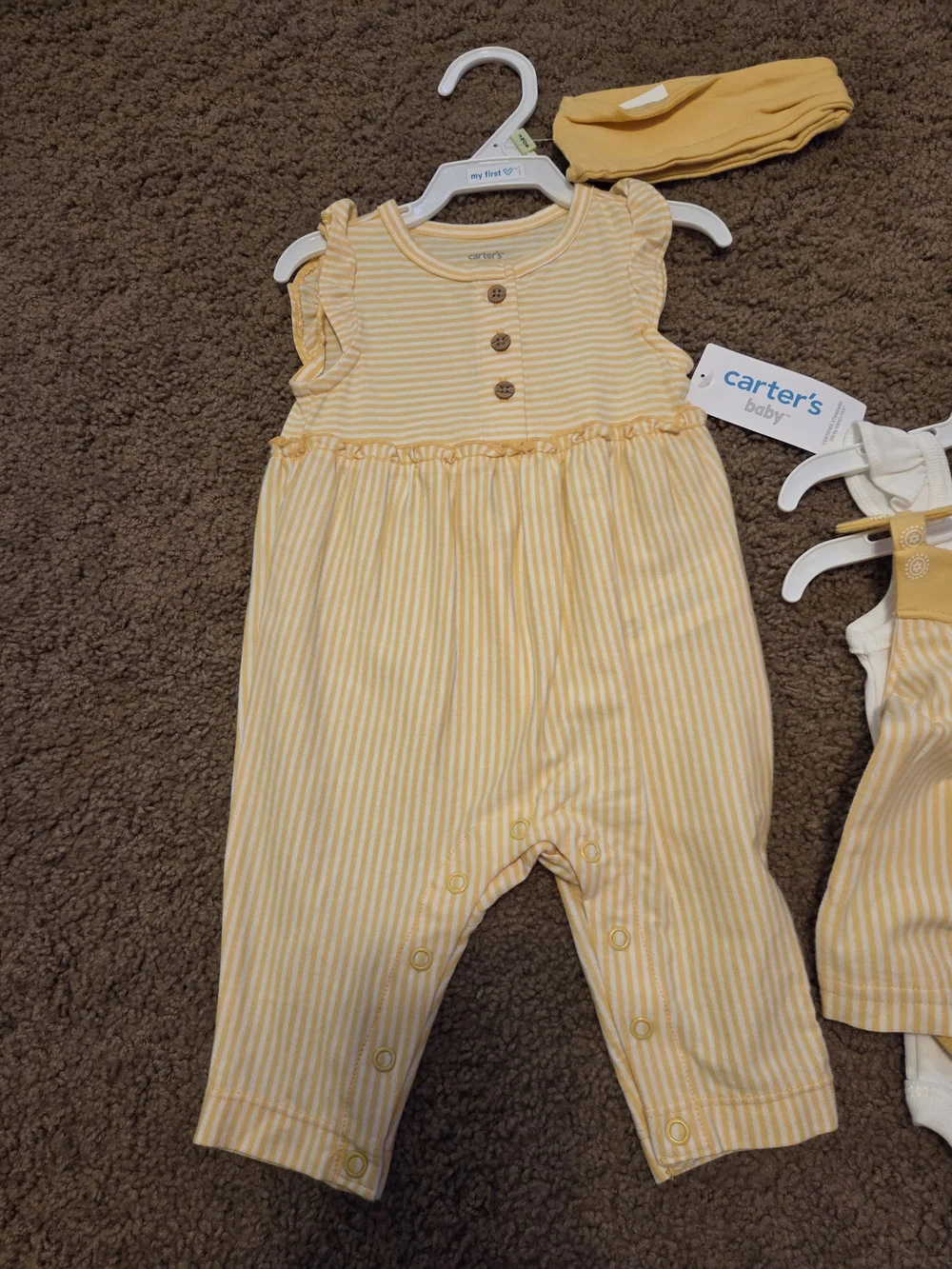 Carter's Red Heart Print Dress with Yellow Gingham & Striped Outfit Mix